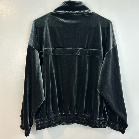 Zara Velvet/Velour Dark Emerald High Neck Track Jacket Pullover Size Med… - Picture 5 of 11